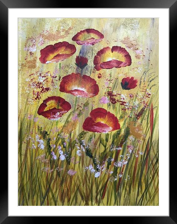 Poppy Meadow Framed Mounted Print by Penelope Hellyer