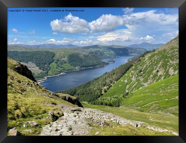 Thirlmere from Helvellyn Framed Print by Hazel Powell