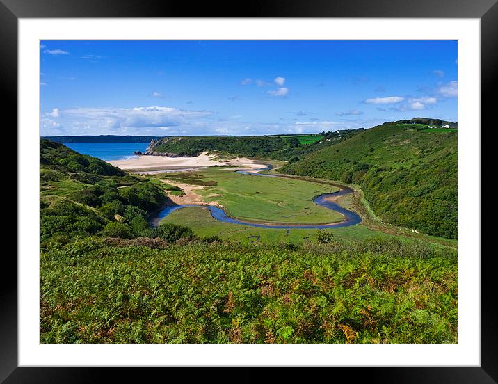 Three Cliffs Bay view Framed Mounted Print by Hazel Powell