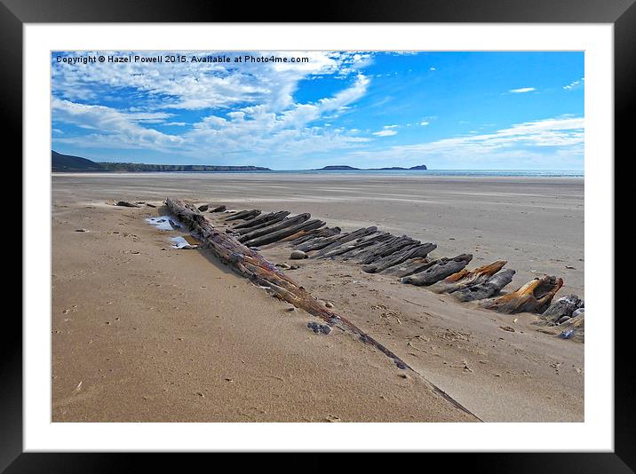  Ship wreck at Llangennith, Gower Framed Mounted Print by Hazel Powell