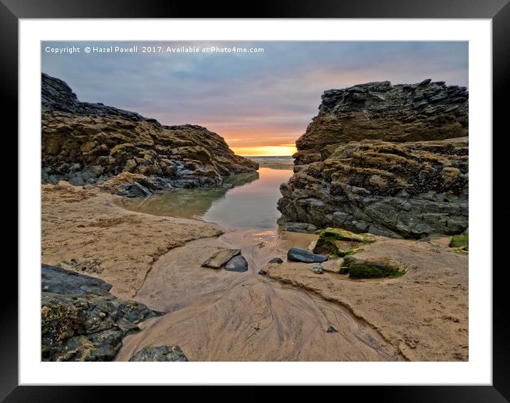 Sunset at Gwithian Beach, Cornwall Framed Mounted Print by Hazel Powell
