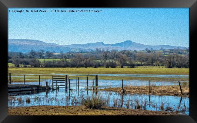 Brecon Beacons View (oil painting look) Framed Print by Hazel Powell