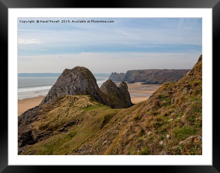 Three Cliffs< Gower Framed Mounted Print by Hazel Powell