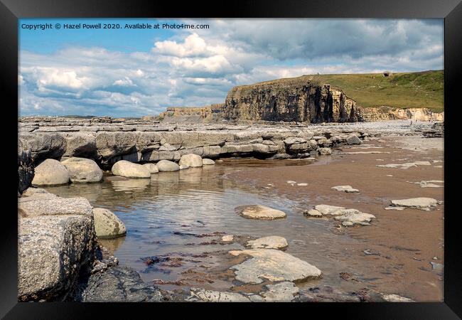 Monknash Beach Framed Print by Hazel Powell