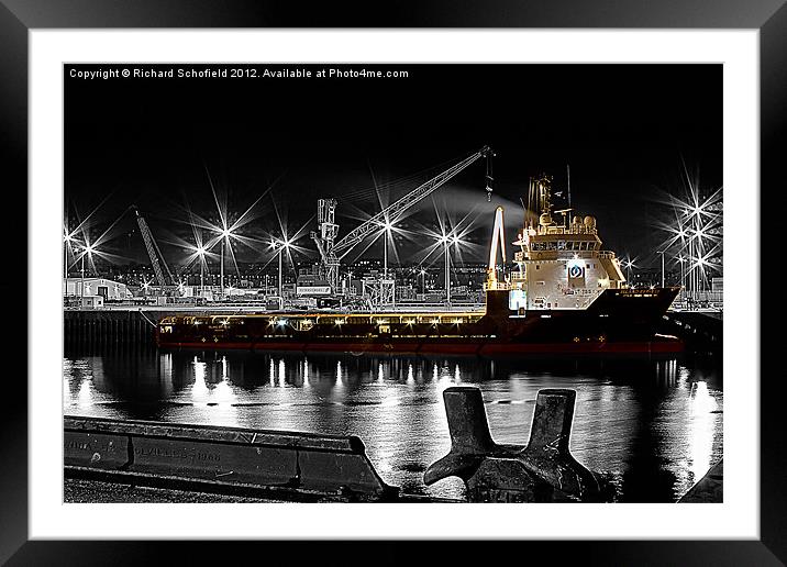 The Boat At Night Framed Mounted Print by Richard Schofield