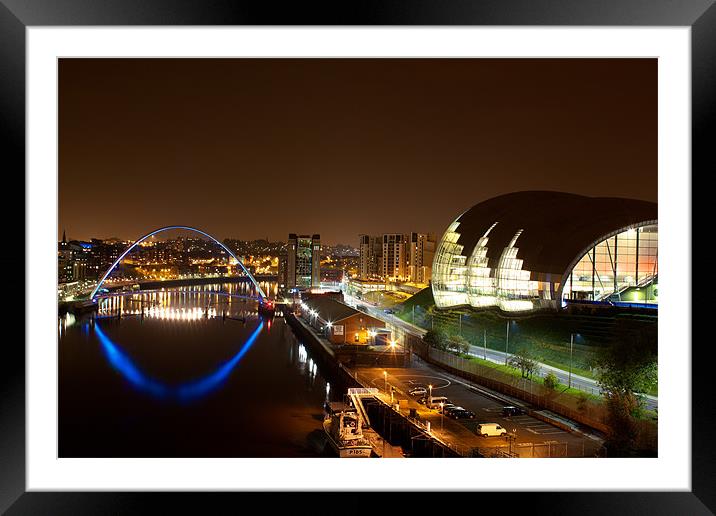 The Tyne at Night Framed Mounted Print by Jeff Brunton