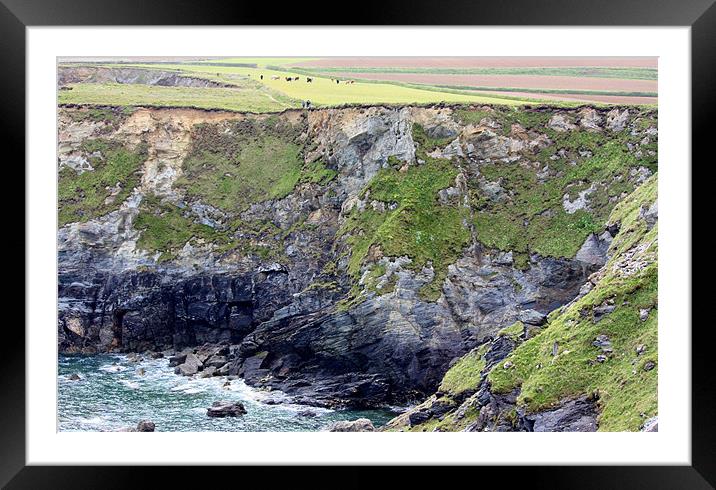Lands End Cornish Coastline Framed Mounted Print by Marilyn PARKER