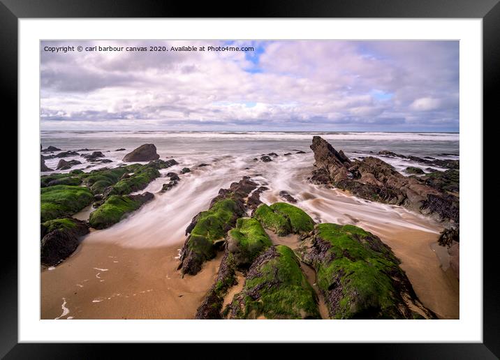 Sandymouth beach seascape Framed Mounted Print by carl barbour canvas