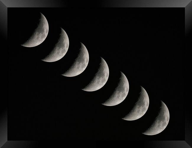 Crescent moon multiple exposure Framed Print by mark humpage