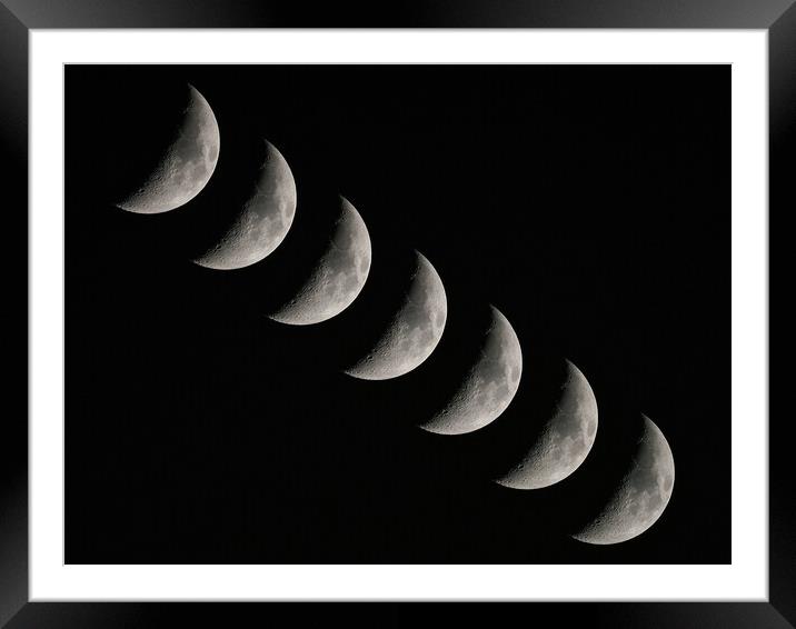 Crescent moon multiple exposure Framed Mounted Print by mark humpage