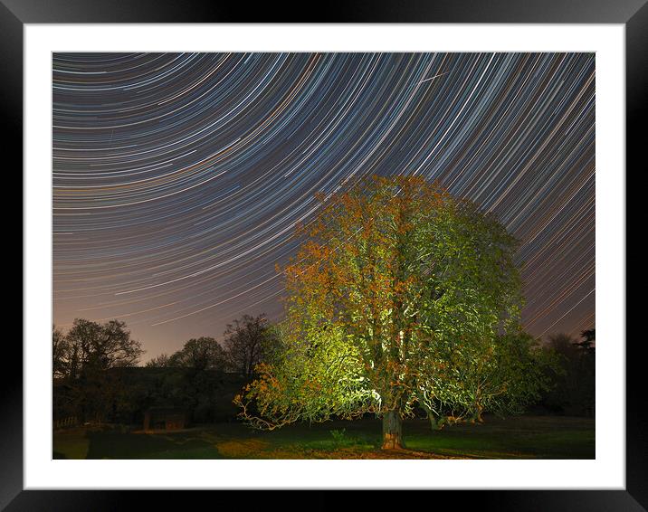 Spinning startrail and Meteor Framed Mounted Print by mark humpage