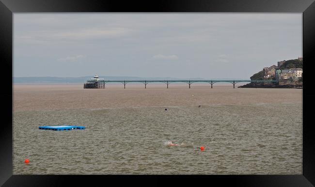 Clevedon Pier overlooking Marine Lake Framed Print by mark humpage