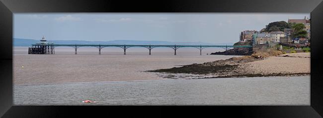 Clevedon Pier panorama, Somerset overlooking Marine Lake Framed Print by mark humpage