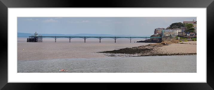 Clevedon Pier panorama, Somerset overlooking Marine Lake Framed Mounted Print by mark humpage