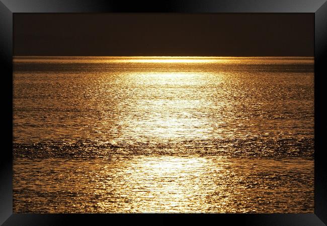 Golden Sunset over water at Clevedon Somerset. Framed Print by mark humpage