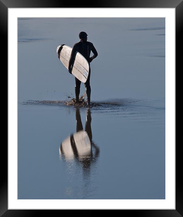 Surfer reflections Severn Bore Framed Mounted Print by mark humpage