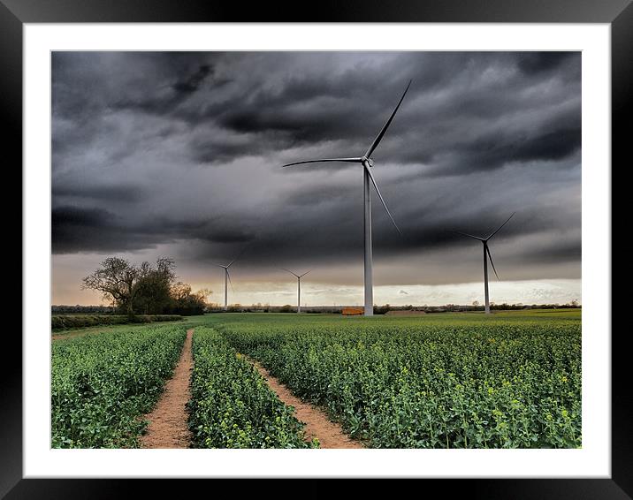 Wind Turbines with clouds Framed Mounted Print by mark humpage