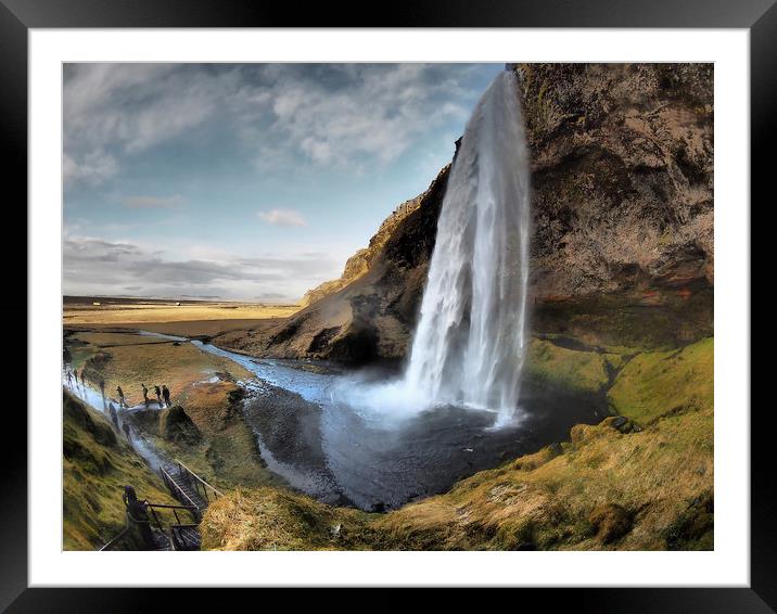 Seljalandsfoss waterfall Framed Mounted Print by mark humpage