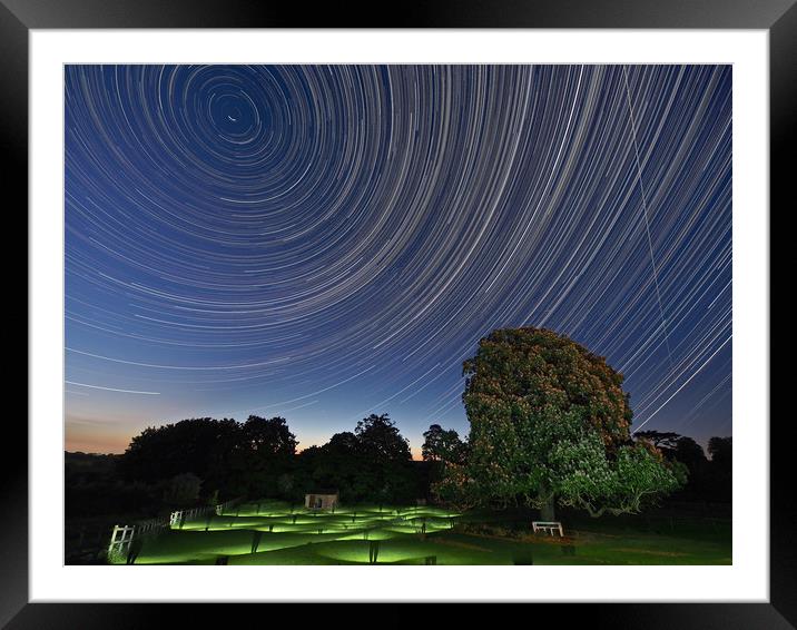 Startrail & Space Station Framed Mounted Print by mark humpage