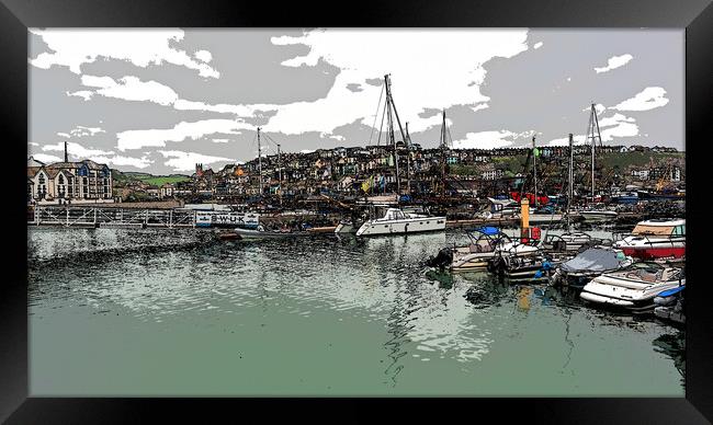 Brixham Marina with boats on water Framed Print by mark humpage