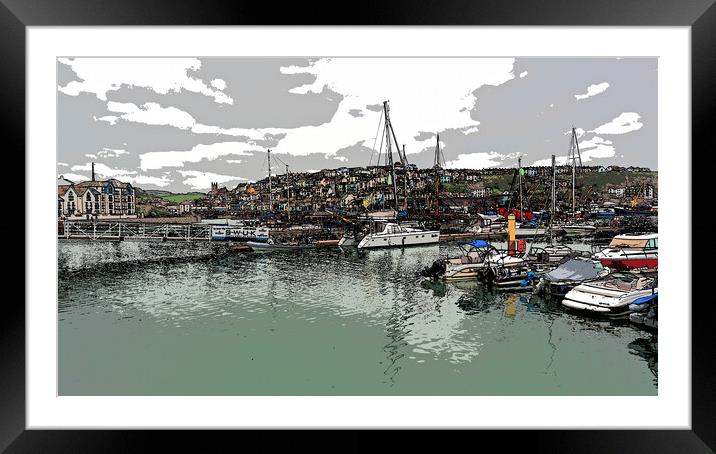 Brixham Marina with boats on water Framed Mounted Print by mark humpage