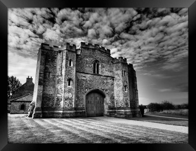 Norfolk Pentney Abbey Gatehouse black and white Framed Print by mark humpage