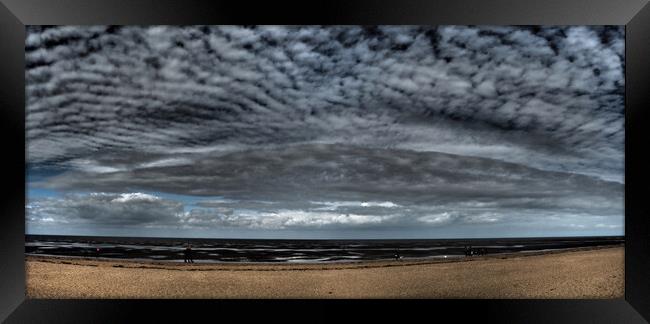 Hunstanton beach and sea panorama Framed Print by mark humpage