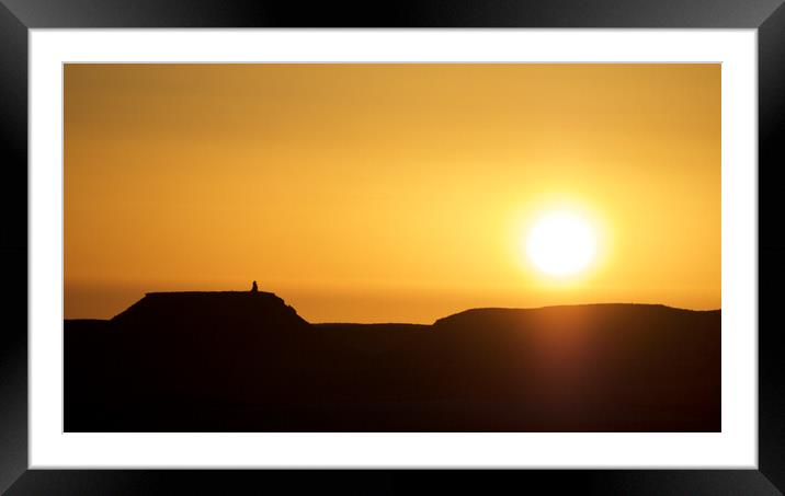 Golden sunrise in desert Framed Mounted Print by mark humpage