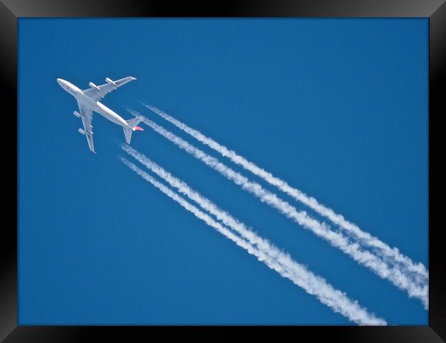 Plane vapour contrails Framed Print by mark humpage