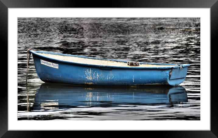 Blue boat North Wales Framed Mounted Print by mark humpage