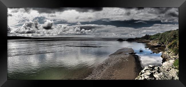 North Wales coast with sand, sea and clouds Framed Print by mark humpage