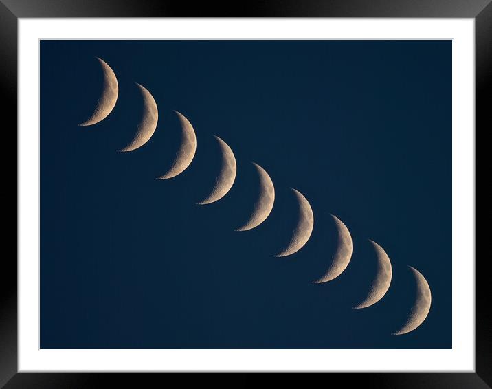 Crescent moons in line Framed Mounted Print by mark humpage