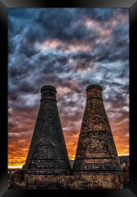 Bottle Kilns at sunset Framed Print by Brett Trafford