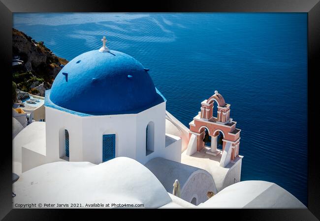 Santorini Church Framed Print by Peter Jarvis