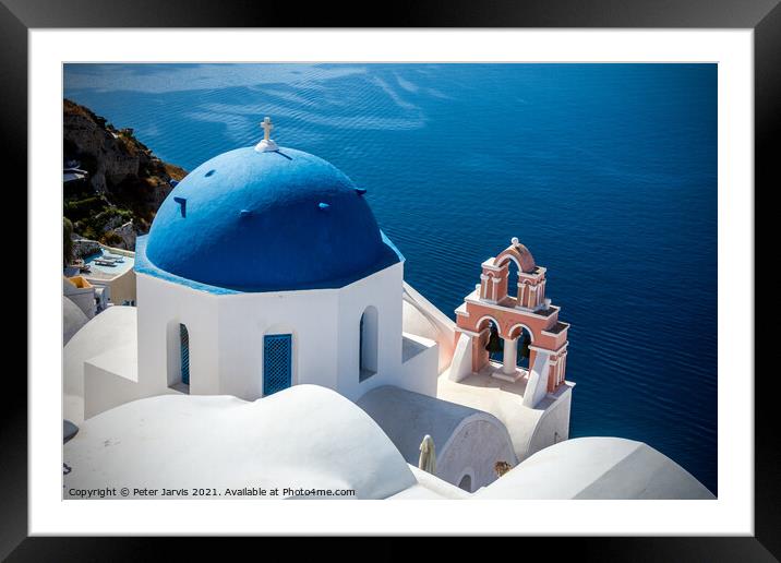 Santorini Church Framed Mounted Print by Peter Jarvis