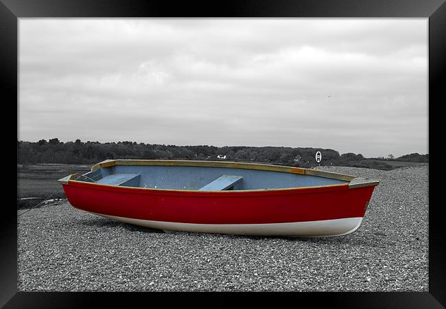 Red Boat on Dunwich Beach Framed Print by Bill Simpson