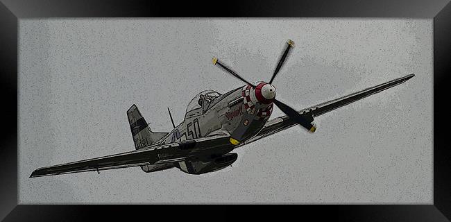 Mustang P51 Portrait Posterised Framed Print by Bill Simpson