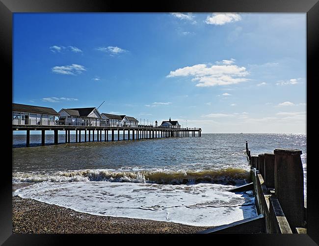 Southwold Pier and Groyne Framed Print by Bill Simpson