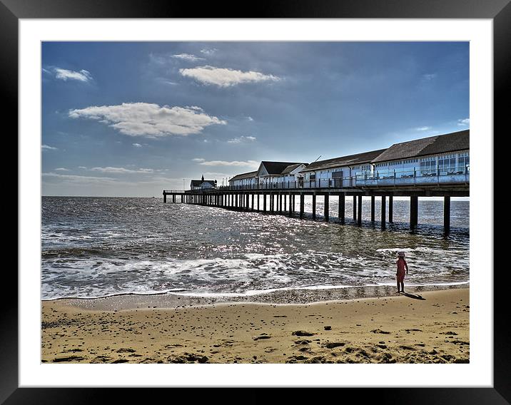 Southwold Pier and Girl Framed Mounted Print by Bill Simpson
