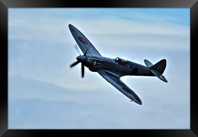 Supermarine Spitfire Watercolour Texture Framed Print by Bill Simpson