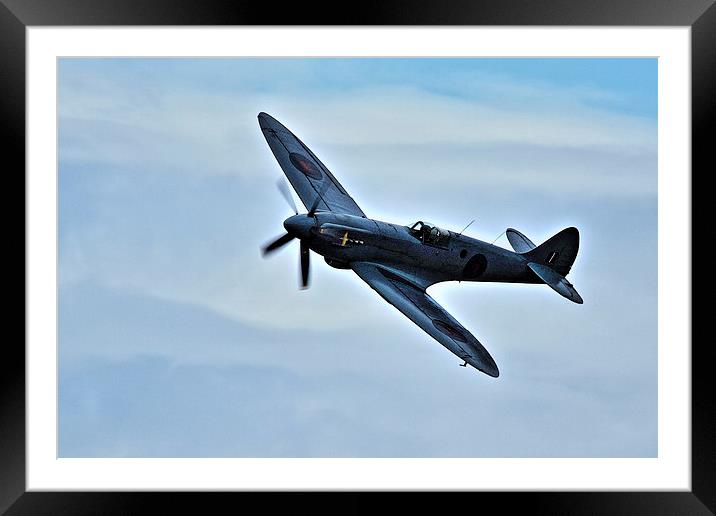 Supermarine Spitfire Watercolour Texture Framed Mounted Print by Bill Simpson