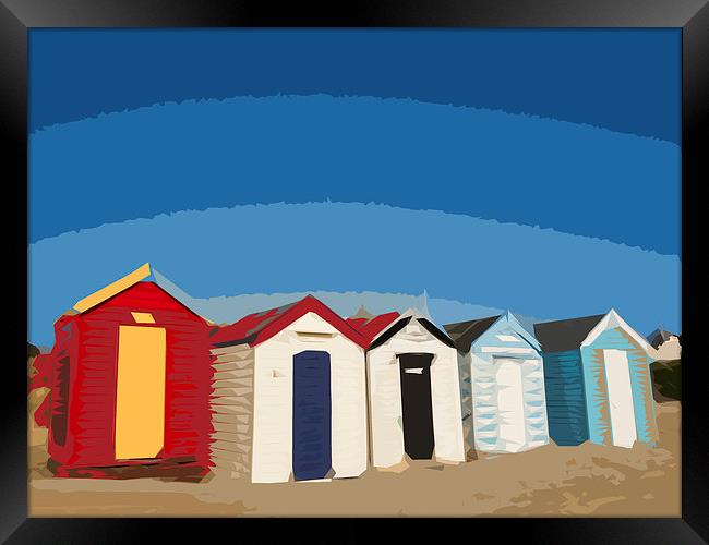 Blue Sky and Beach Huts at SOuthwold Framed Print by Bill Simpson