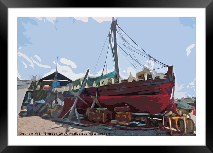 Abstract of Boat Under Repair Framed Mounted Print by Bill Simpson