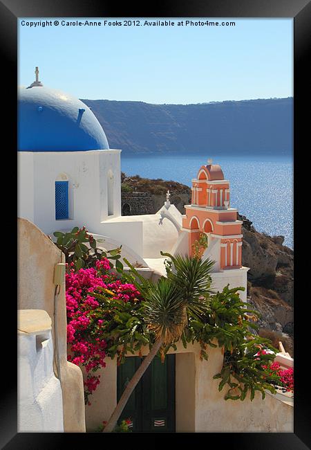 Blue Domed Church, Oia, Santorini Framed Print by Carole-Anne Fooks