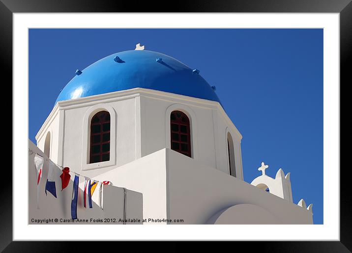 Church Dome, Oia, Santorini, Greece Framed Mounted Print by Carole-Anne Fooks