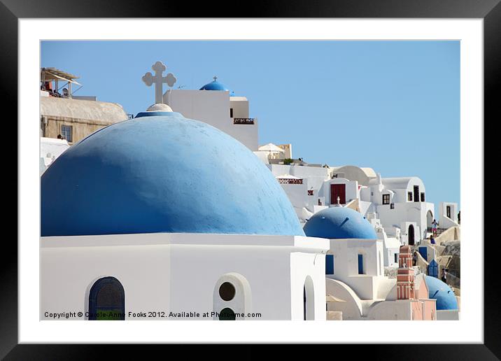 Blue Domed Churches of Santorini Framed Mounted Print by Carole-Anne Fooks