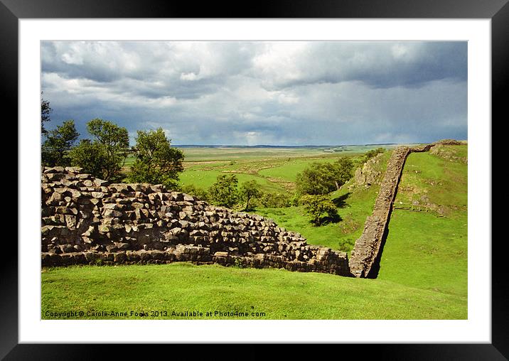 Hadrians Wall Marching Across The Landscape Framed Mounted Print by Carole-Anne Fooks