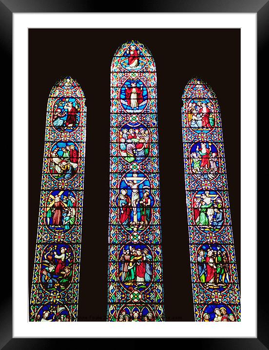 Shrewsbury Abby Stained Glass Windows Framed Mounted Print by Carole-Anne Fooks