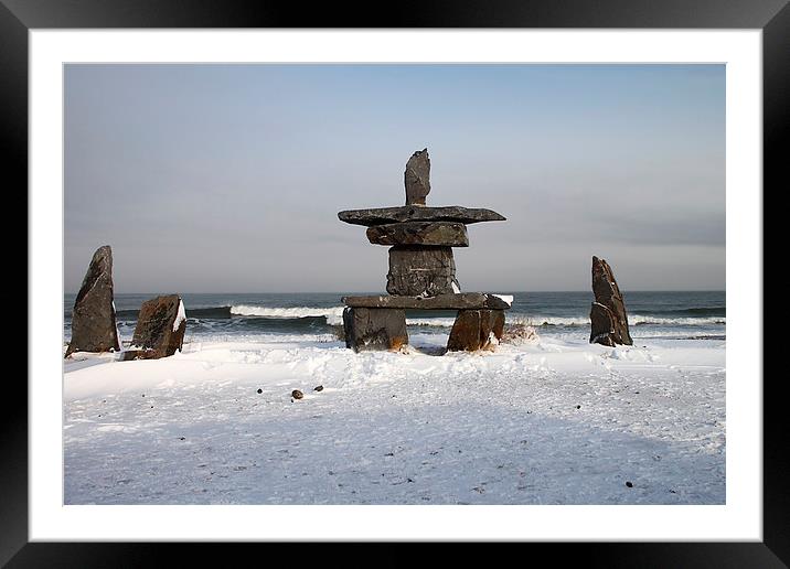 Inuit Inukshuk on Hudson Bay Framed Mounted Print by Carole-Anne Fooks