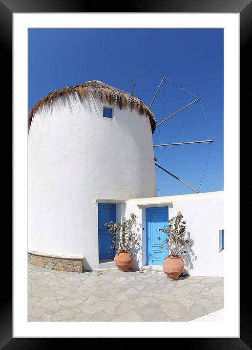 Windmill House Mykonos Framed Mounted Print by Carole-Anne Fooks